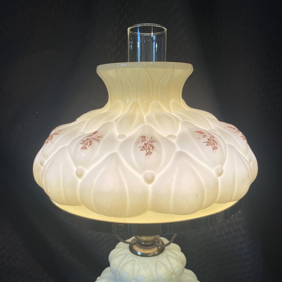 Vtg Gone with the Wind Hurricane Electric 3 Way Lamp Yellow Floral Granny Chic - Picture 6 of 11